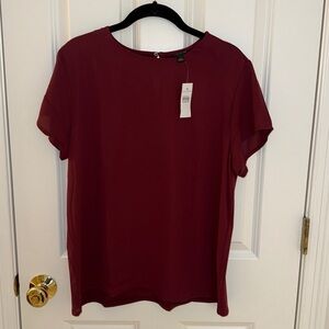 Ann Taylor Mixed Media Crew Neck Top